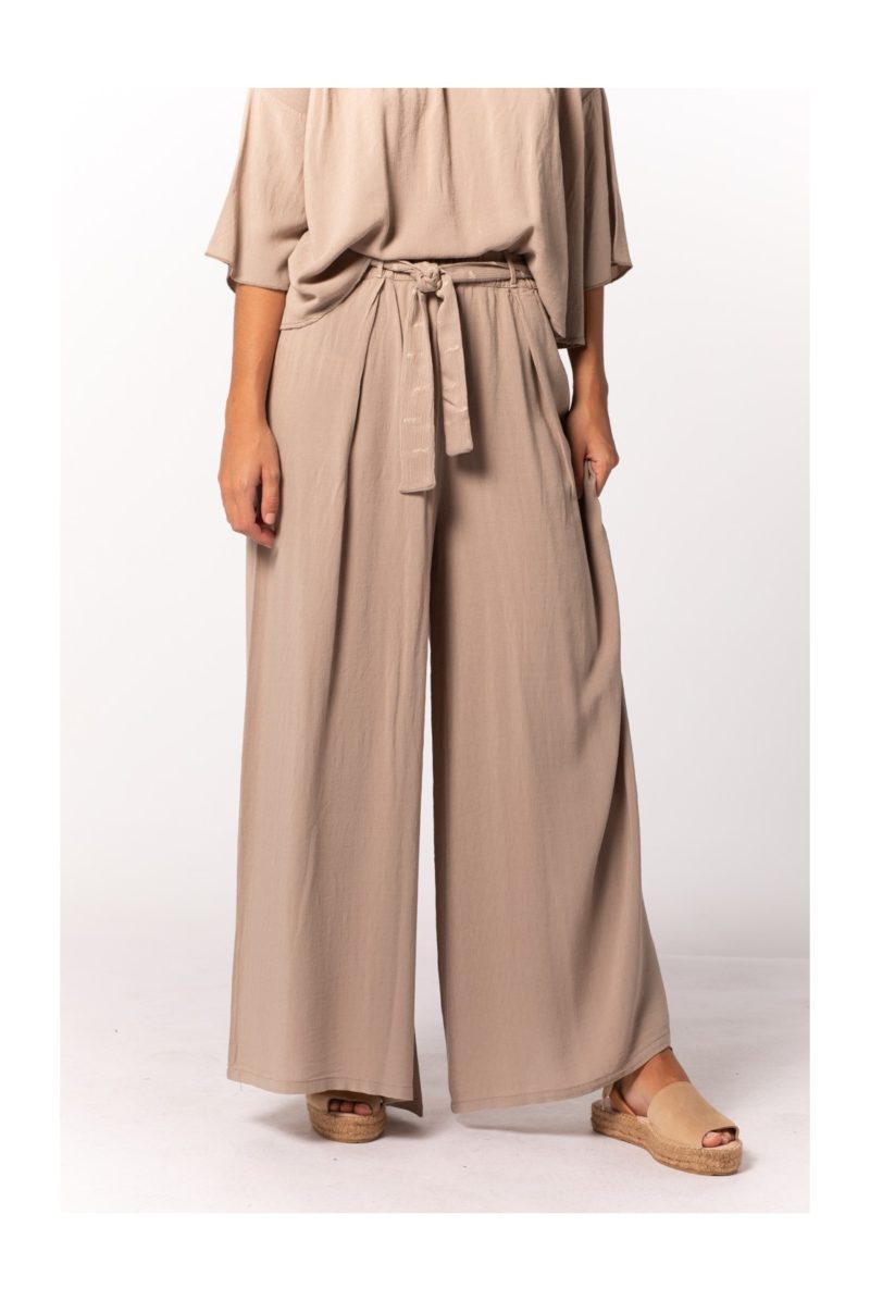 PANTALONES VISCOSA NATURAL CAMEL - Imagen 2