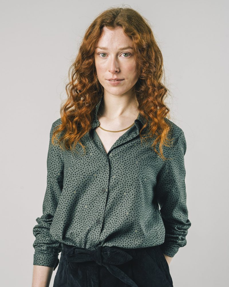 BLUSA VERDE CON PUNTOS NEGROS 100% Ecovero Viscosa - Imagen 5