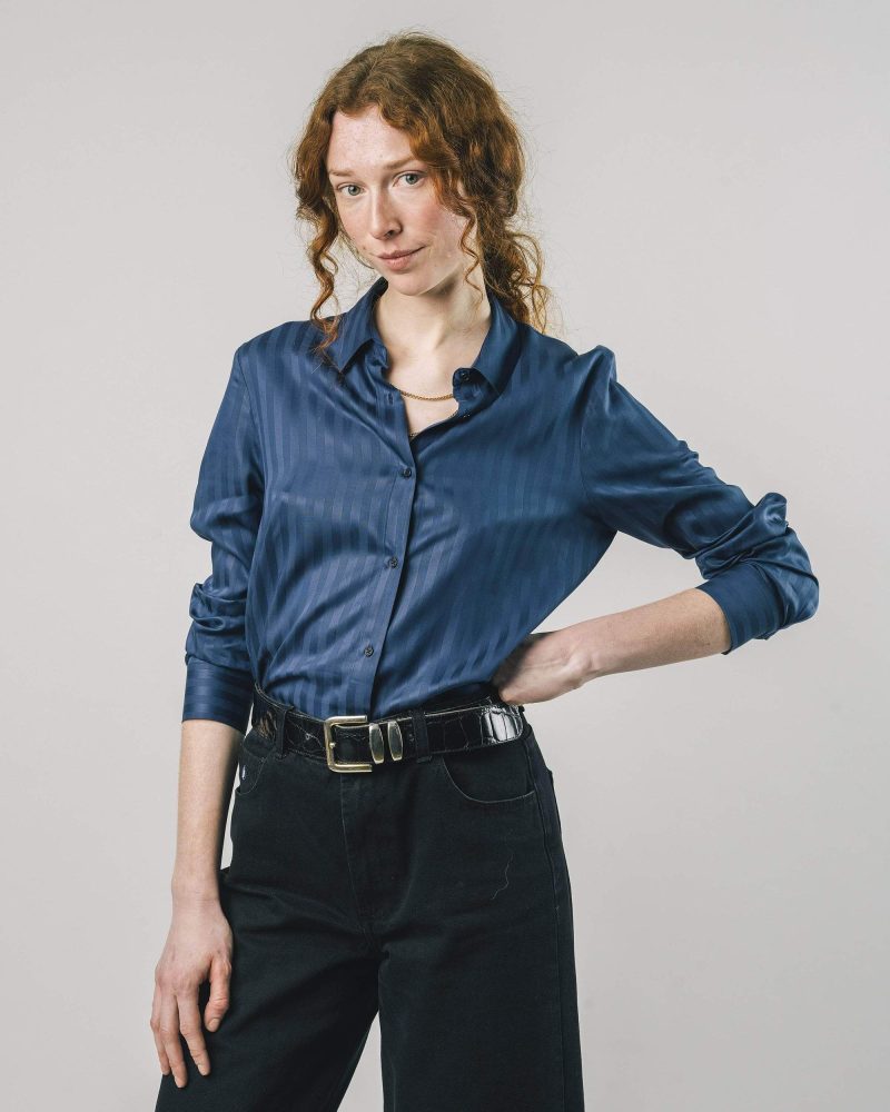 BLUSA RAYAS MARINO 100% ECOVERO VISCOSA