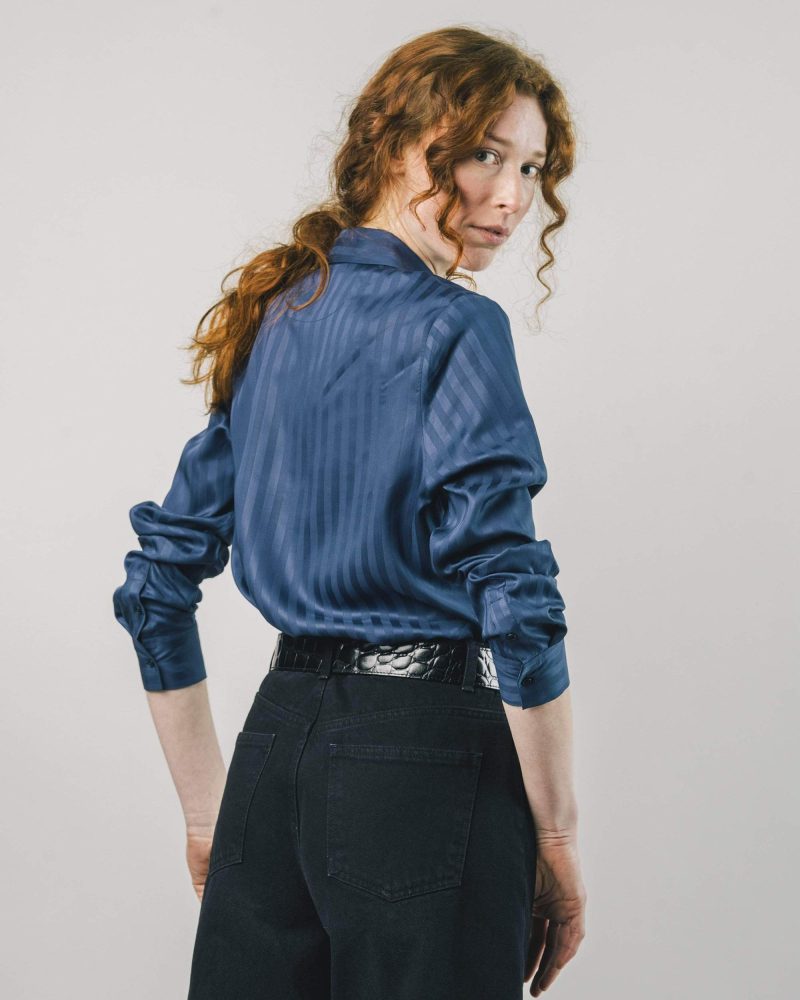BLUSA RAYAS MARINO 100% ECOVERO VISCOSA - Imagen 3