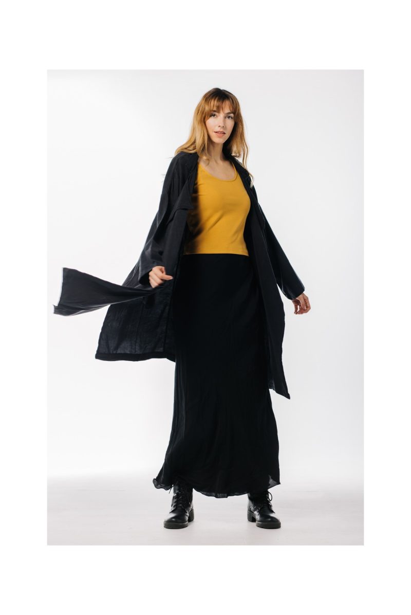 GABARDINA NEGRA 100% TENCEL - Imagen 2