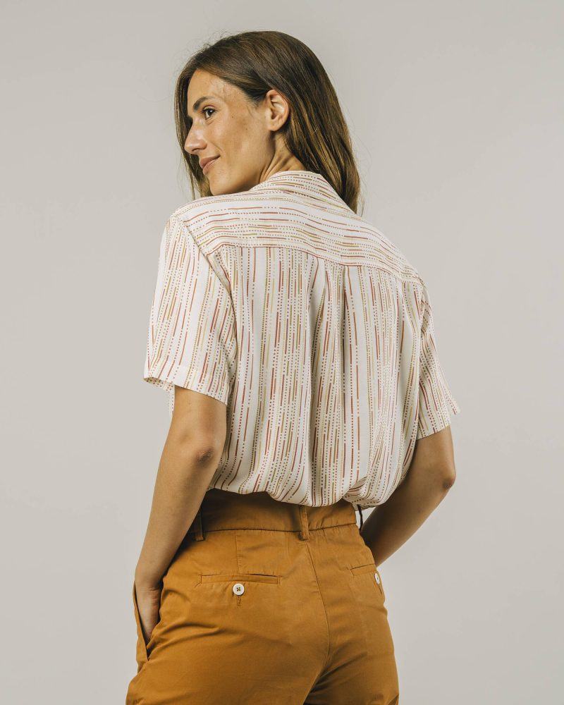 BLUSA RAYAS BEIGE ALGODÓN ORGÁNICO CON LINO - Imagen 4