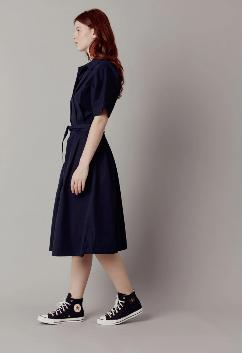 VESTIDO AZUL MARINO DE ALGODÓN ORGÁNICO - Imagen 3