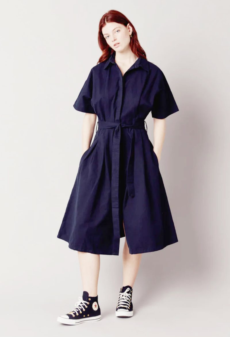 VESTIDO AZUL MARINO DE ALGODÓN ORGÁNICO